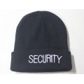 OEM Produce Customized Logo Embroidered Winter Acrylic Knitted Black Beanie